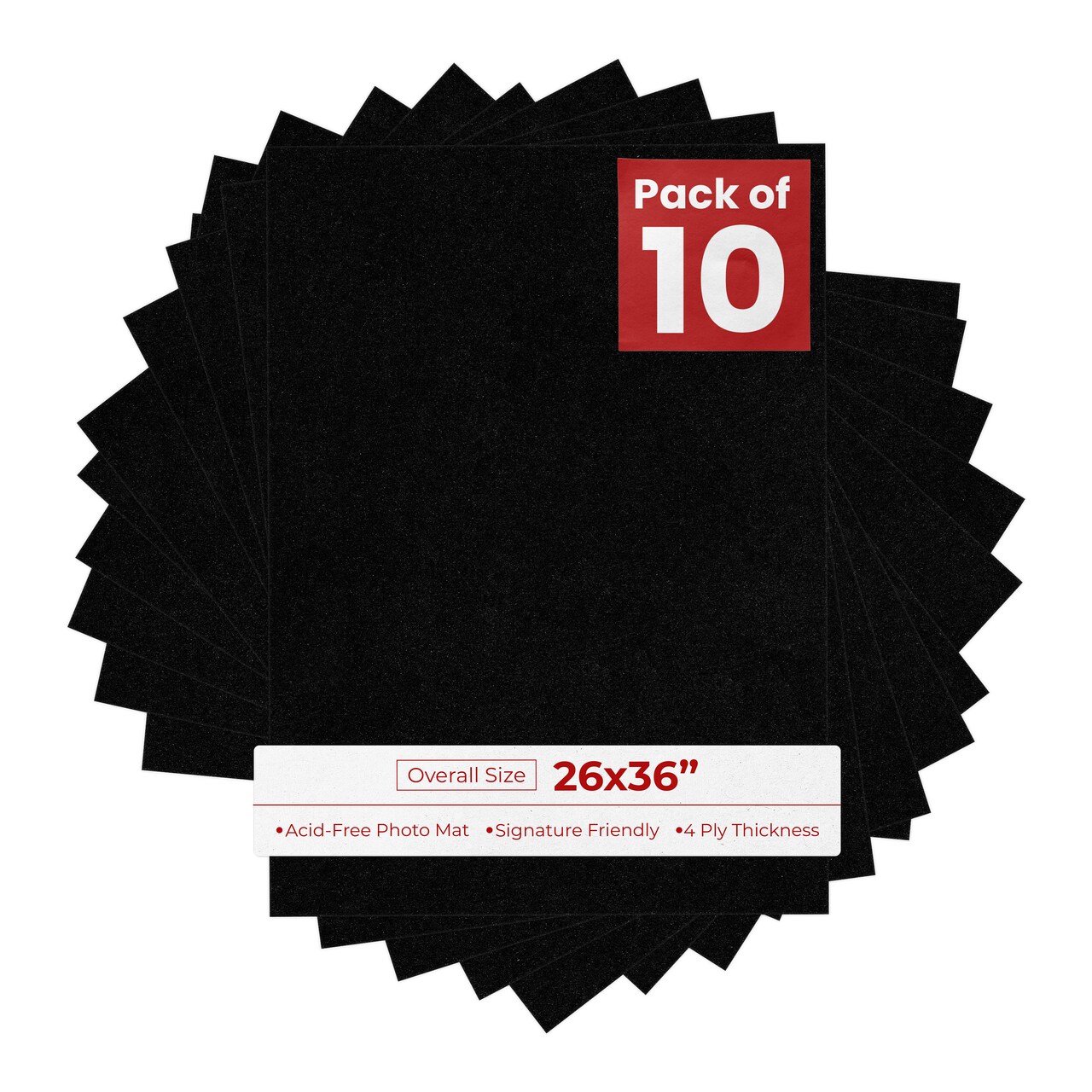 Black with Black Core 26x36 Uncut Mat Board - Blank Sheets, No Opening